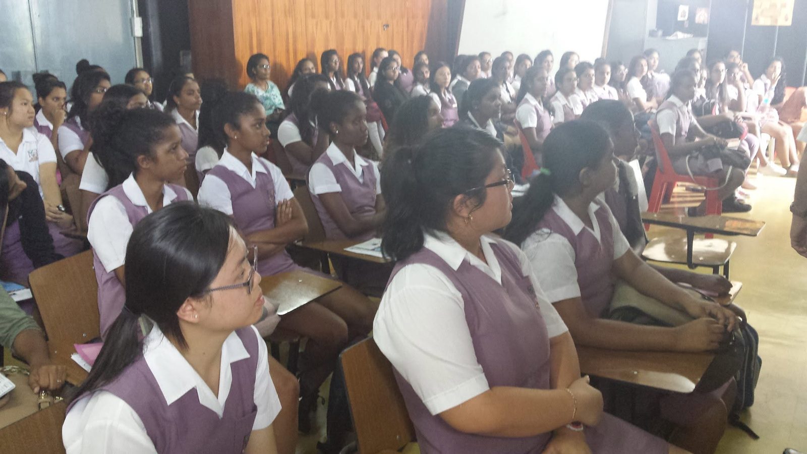 Students attending a cyberbullying prevention awareness session